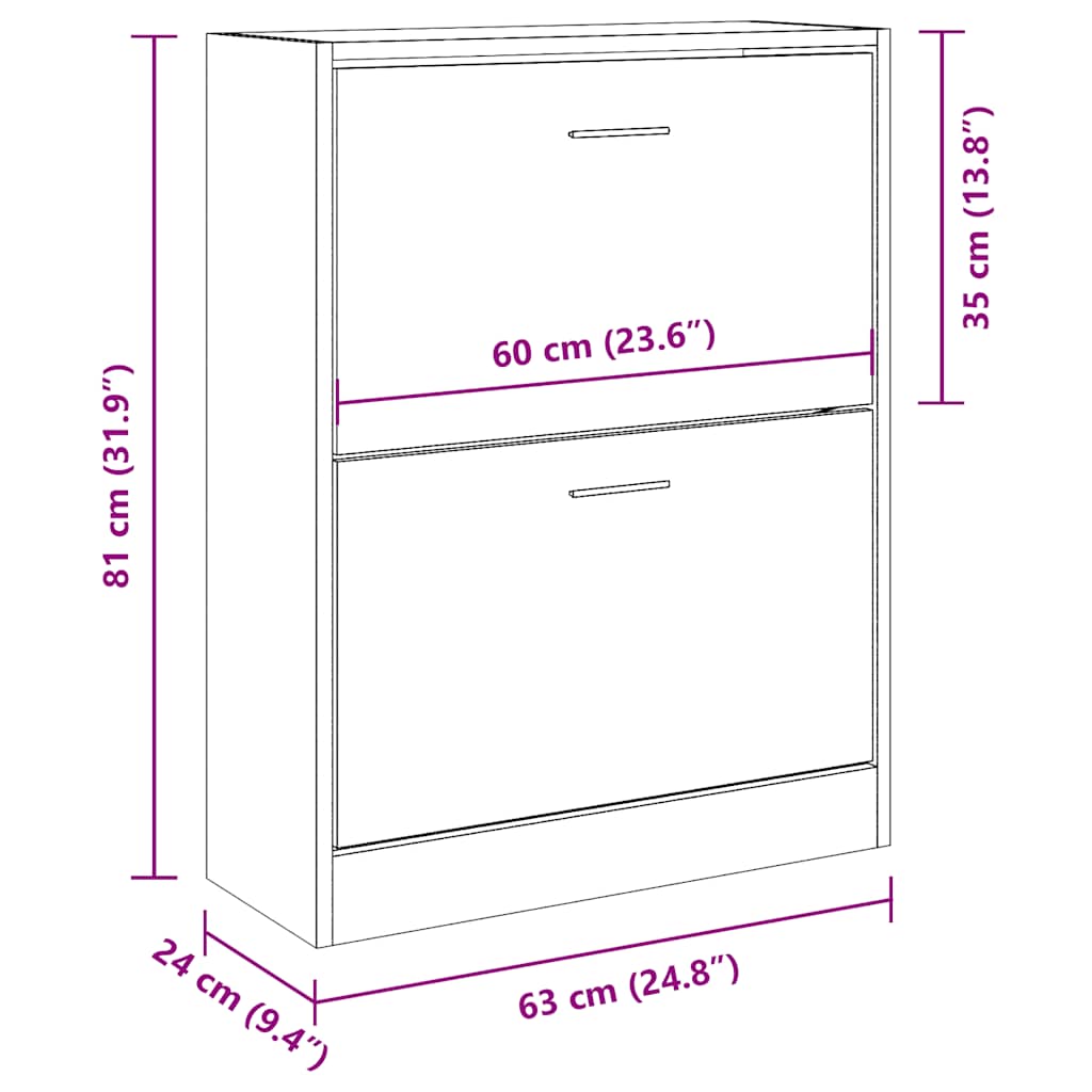 Schoenenkast 63x24x81 cm bewerkt hout hoogglans wit is nu te koop bij PeponiXL, paradijselijk wonen!