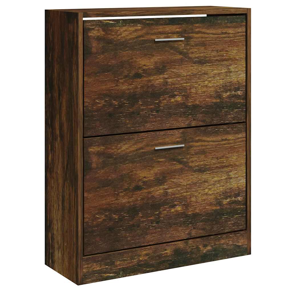 Schoenenkast 63x24x81 cm bewerkt hout gerookt eikenkleurig is nu te koop bij PeponiXL, paradijselijk wonen!