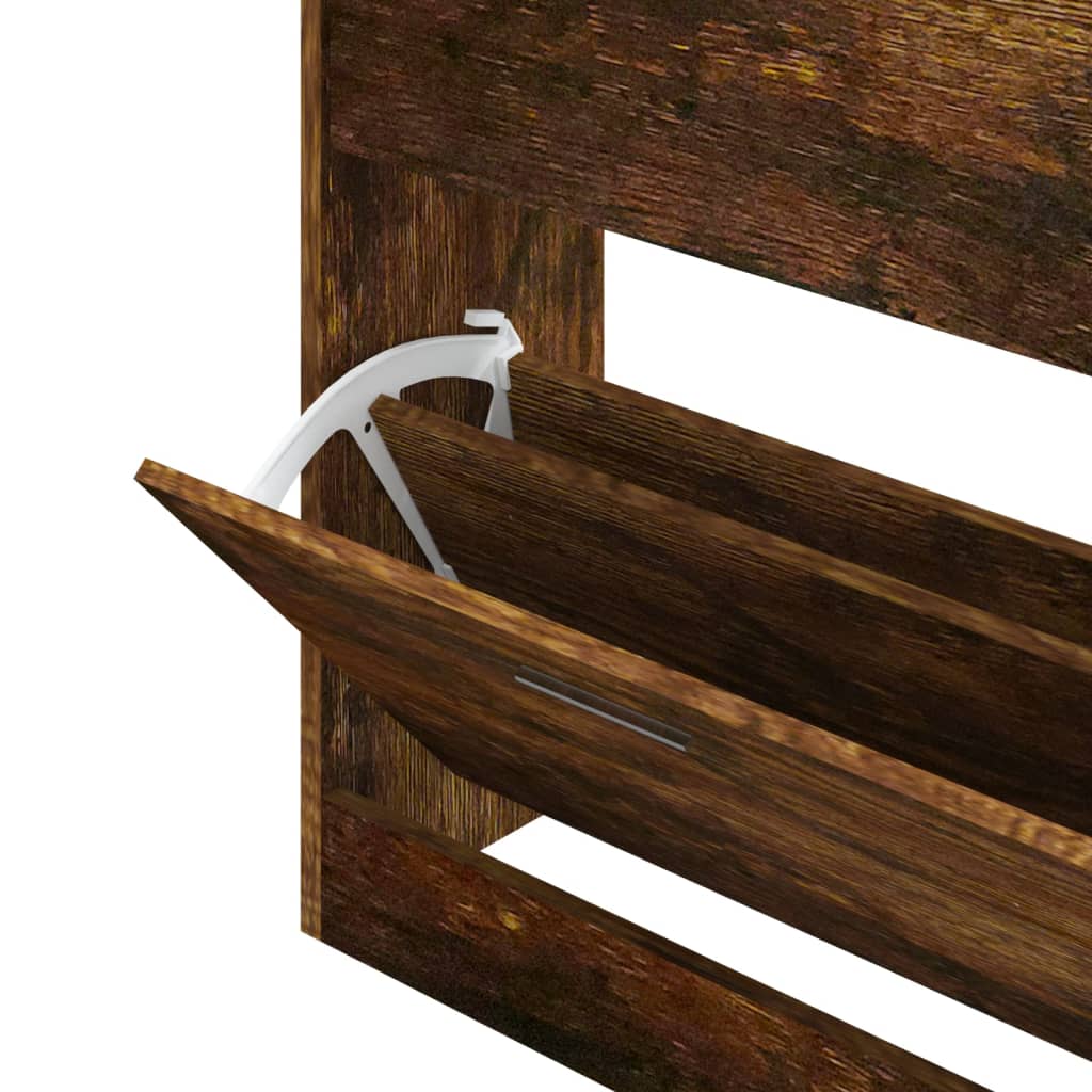 Schoenenkast 63x24x81 cm bewerkt hout gerookt eikenkleurig is nu te koop bij PeponiXL, paradijselijk wonen!