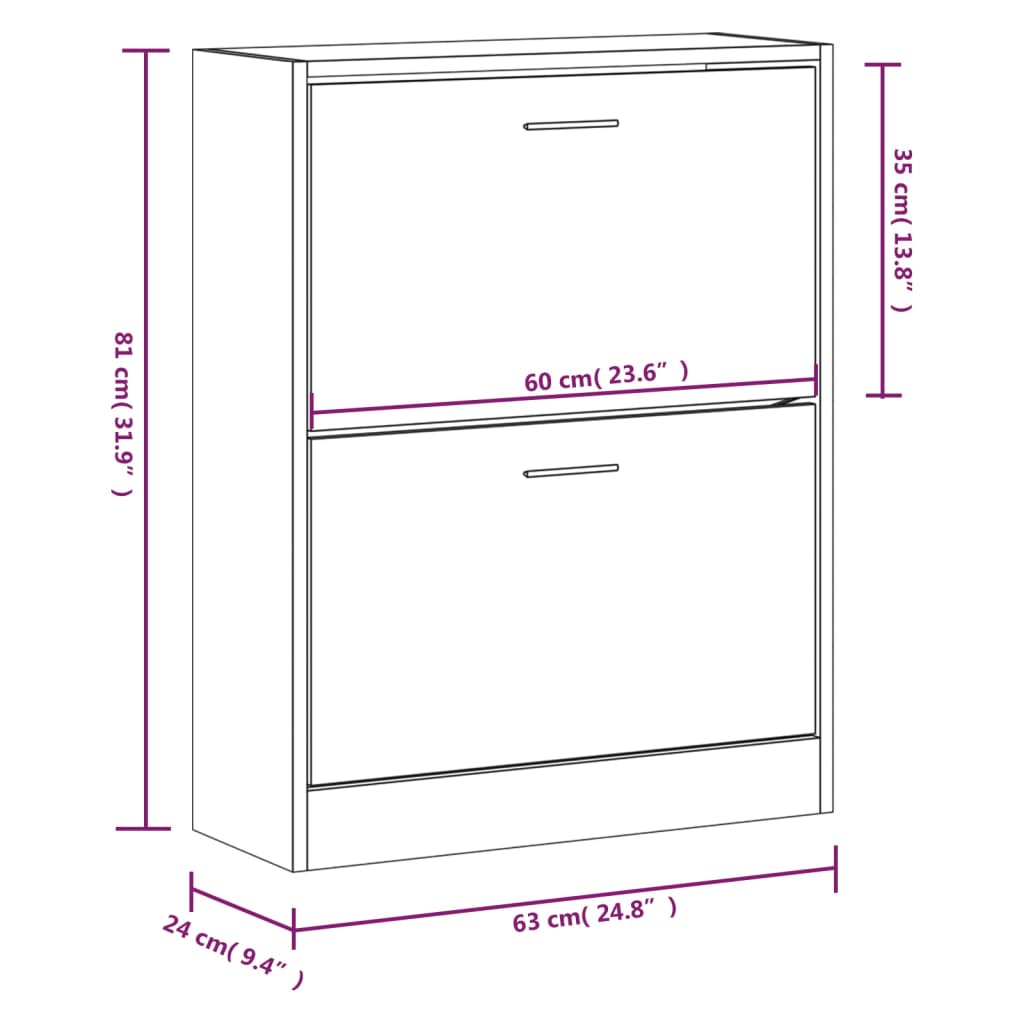 Schoenenkast 63x24x81 cm bewerkt hout gerookt eikenkleurig is nu te koop bij PeponiXL, paradijselijk wonen!