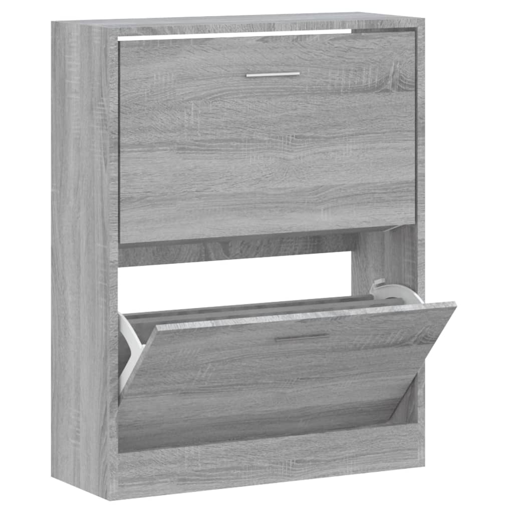 Schoenenkast 63x24x81 cm bewerkt hout grijs sonoma is nu te koop bij PeponiXL, paradijselijk wonen!