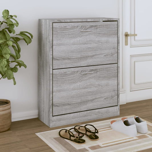 Schoenenkast 63x24x81 cm bewerkt hout grijs sonoma is nu te koop bij PeponiXL, paradijselijk wonen!