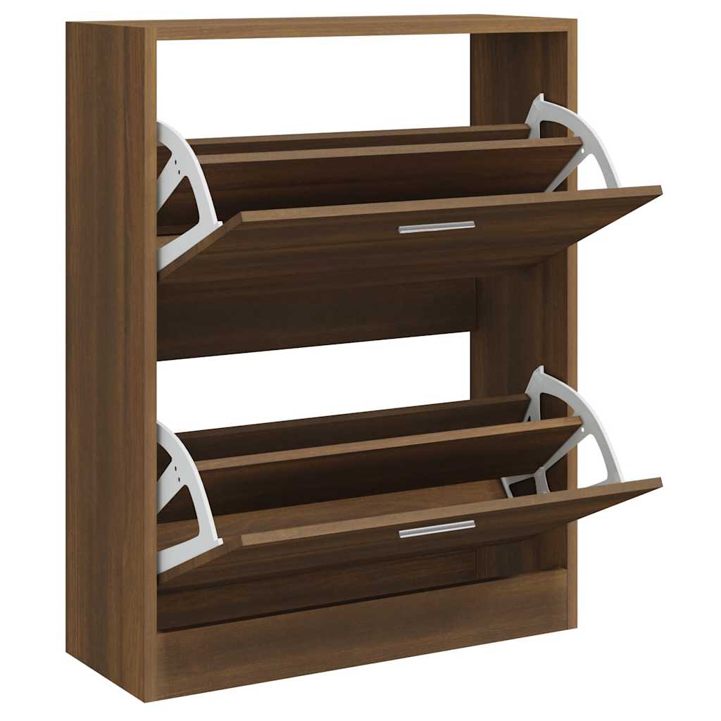 Schoenenkast 63x24x81 cm bewerkt hout bruin eikenkleur is nu te koop bij PeponiXL, paradijselijk wonen!