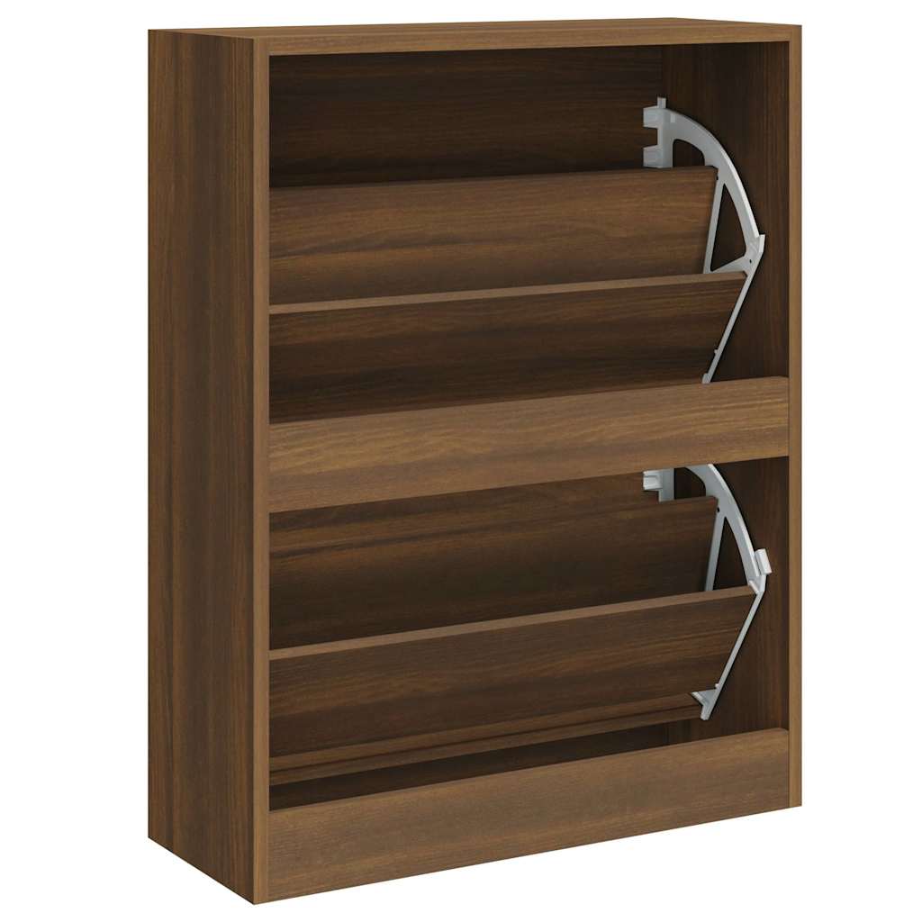 Schoenenkast 63x24x81 cm bewerkt hout bruin eikenkleur is nu te koop bij PeponiXL, paradijselijk wonen!