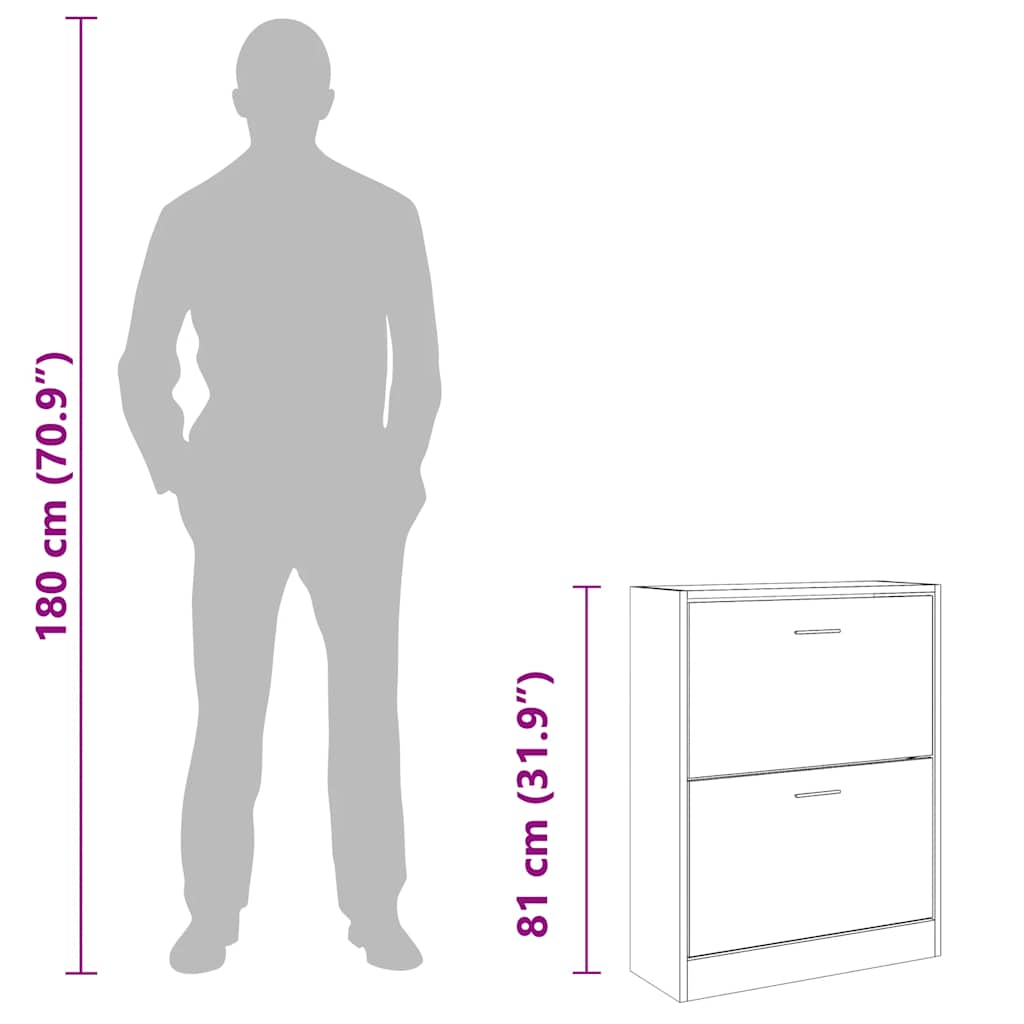Schoenenkast 63x24x81 cm bewerkt hout bruin eikenkleur is nu te koop bij PeponiXL, paradijselijk wonen!