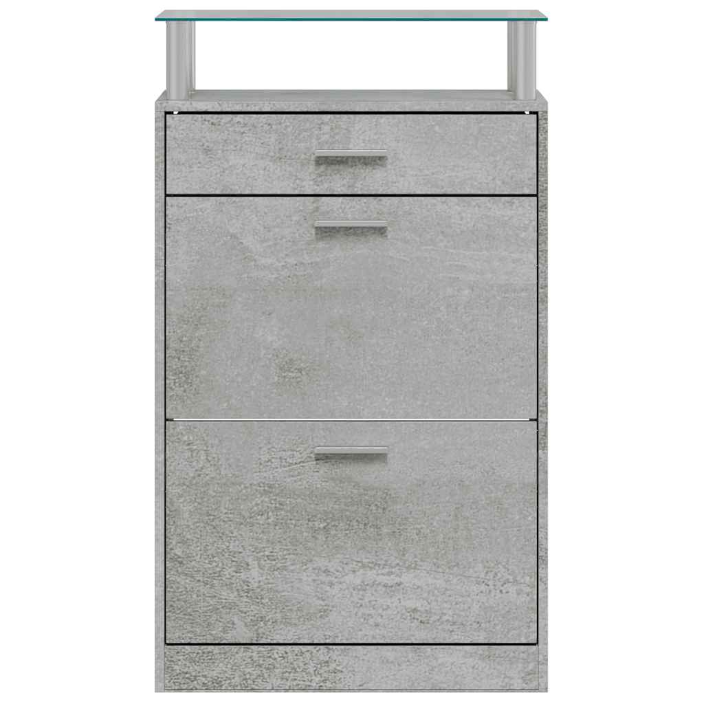 Schoenenkast 63x24x104 cm bewerkt hout betongrijs is nu te koop bij PeponiXL, paradijselijk wonen!