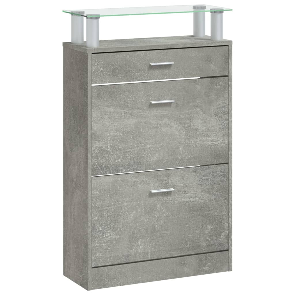 Schoenenkast 63x24x104 cm bewerkt hout betongrijs is nu te koop bij PeponiXL, paradijselijk wonen!