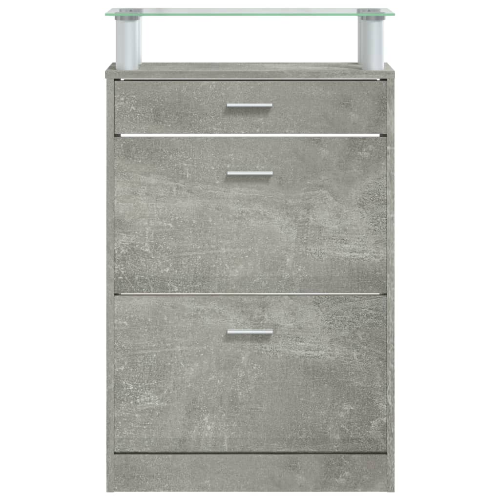 Schoenenkast 63x24x104 cm bewerkt hout betongrijs is nu te koop bij PeponiXL, paradijselijk wonen!