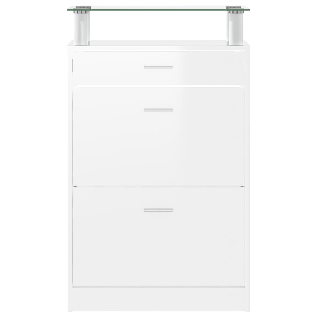 Schoenenkast 63x24x104 cm bewerkt hout hoogglans wit is nu te koop bij PeponiXL, paradijselijk wonen!