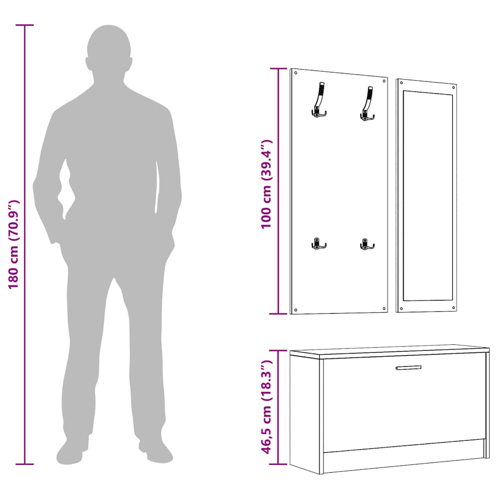Schoenenkastset 3-in-1 bewerkt hout wit is nu te koop bij PeponiXL, paradijselijk wonen!