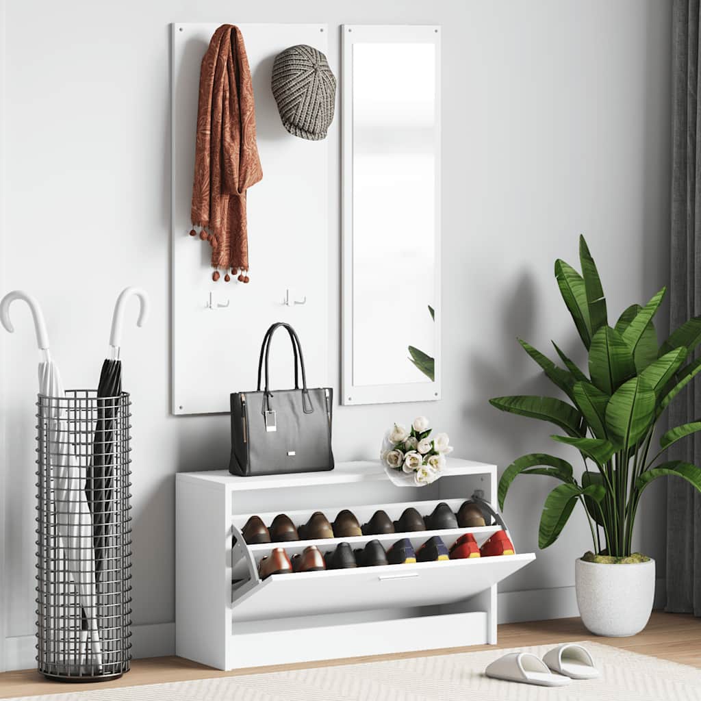 Schoenenkastset 3-in-1 bewerkt hout wit is nu te koop bij PeponiXL, paradijselijk wonen!