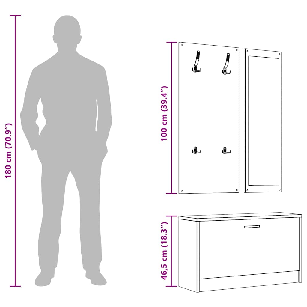 Schoenenkastset 3-in-1 bewerkt hout betongrijs is nu te koop bij PeponiXL, paradijselijk wonen!