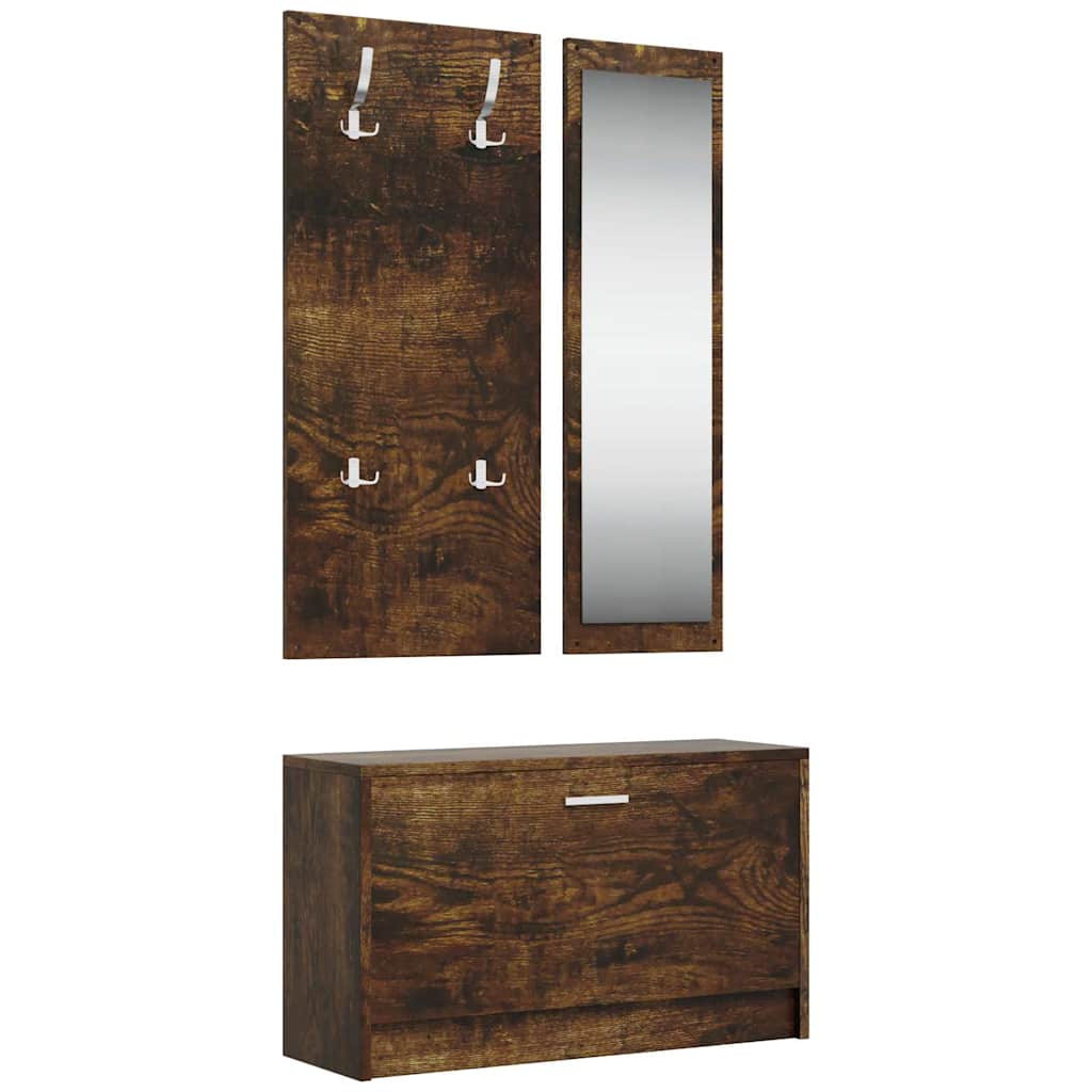 Schoenenkastset 3-in-1 bewerkt hout sonoma eikenkleurig is nu te koop bij PeponiXL, paradijselijk wonen!