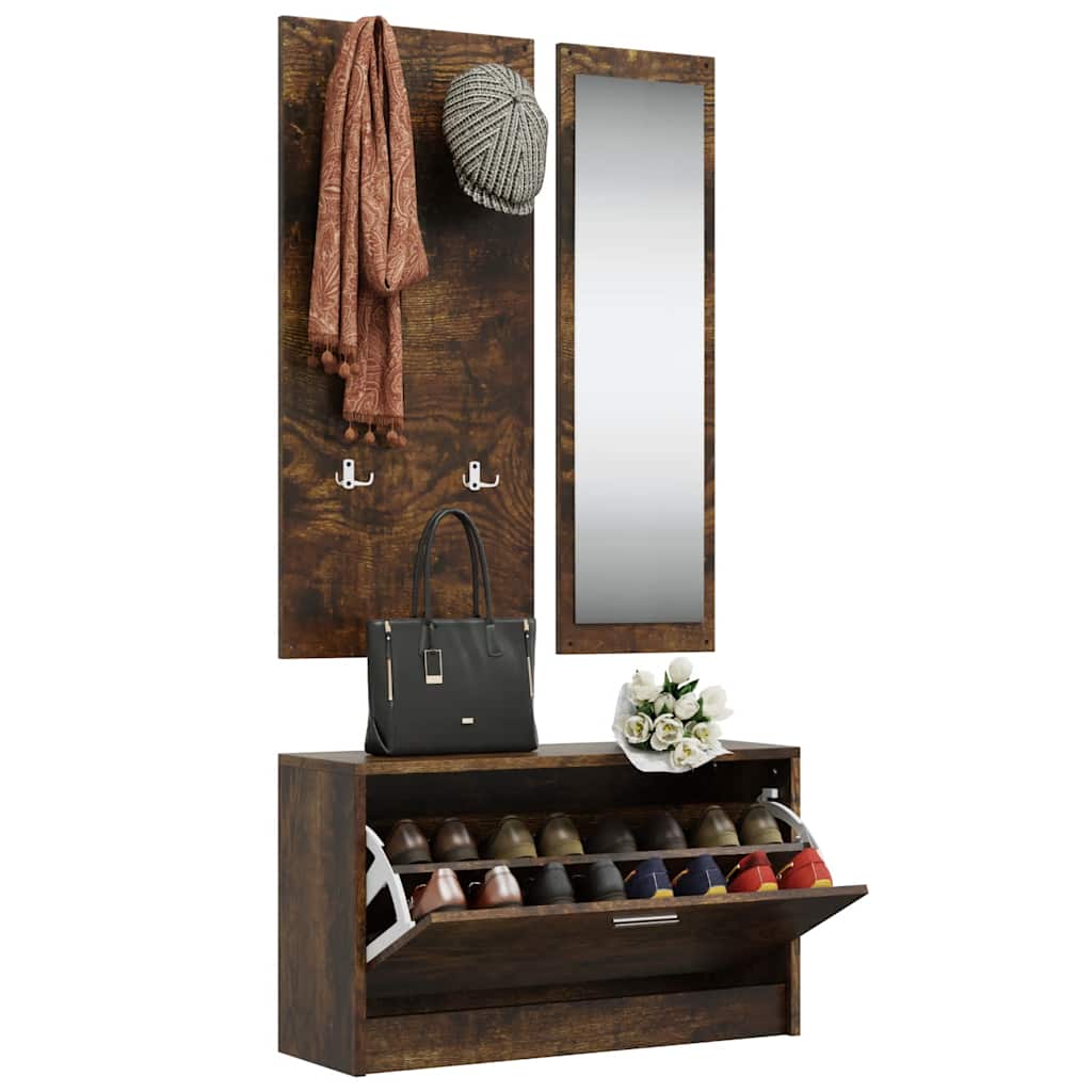 Schoenenkastset 3-in-1 bewerkt hout sonoma eikenkleurig is nu te koop bij PeponiXL, paradijselijk wonen!