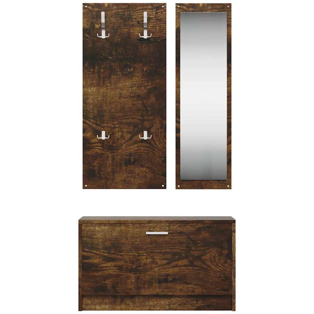 Schoenenkastset 3-in-1 bewerkt hout sonoma eikenkleurig is nu te koop bij PeponiXL, paradijselijk wonen!