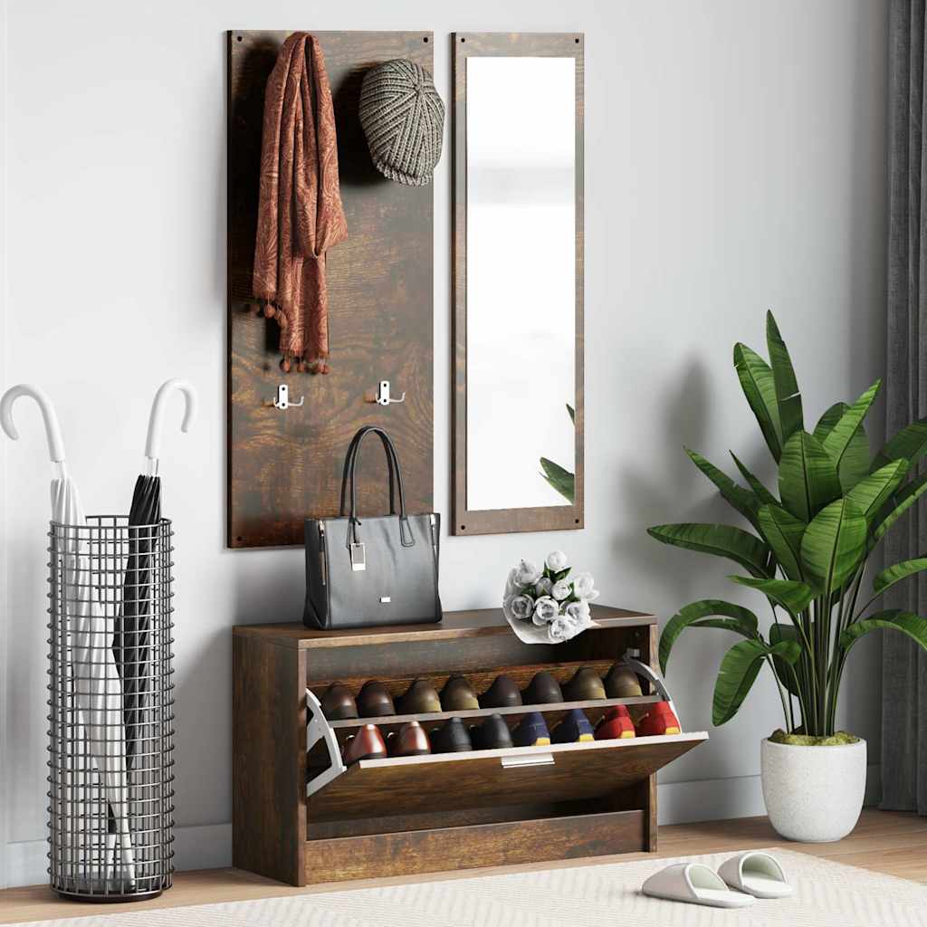 Schoenenkastset 3-in-1 bewerkt hout sonoma eikenkleurig is nu te koop bij PeponiXL, paradijselijk wonen!