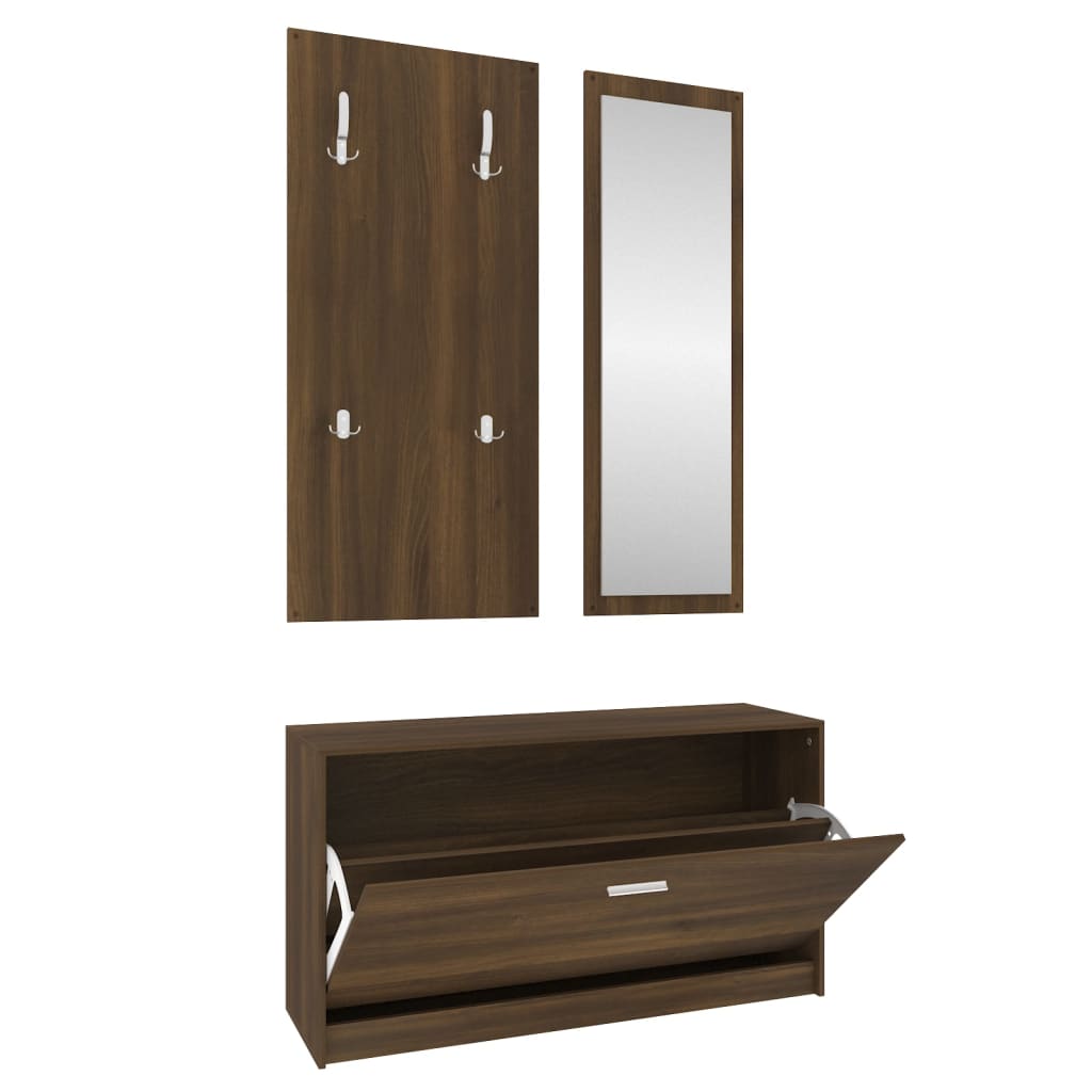 Schoenenkastset 3-in-1 bewerkt hout bruineiken is nu te koop bij PeponiXL, paradijselijk wonen!