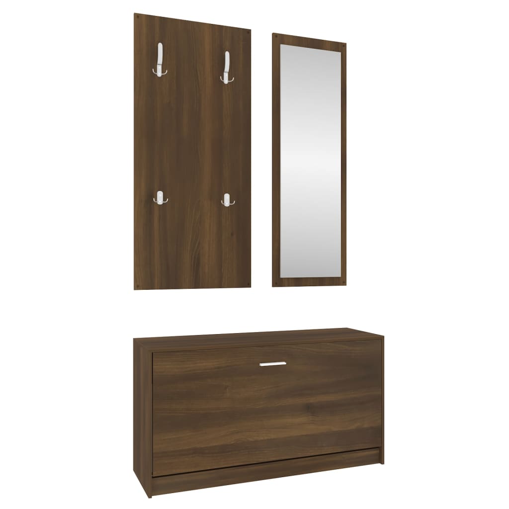 Schoenenkastset 3-in-1 bewerkt hout bruineiken is nu te koop bij PeponiXL, paradijselijk wonen!