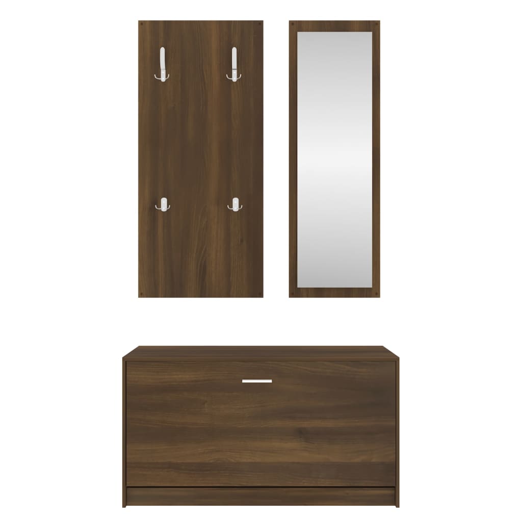 Schoenenkastset 3-in-1 bewerkt hout bruineiken is nu te koop bij PeponiXL, paradijselijk wonen!