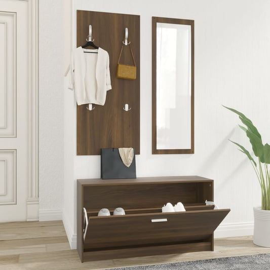 Schoenenkastset 3-in-1 bewerkt hout bruineiken is nu te koop bij PeponiXL, paradijselijk wonen!