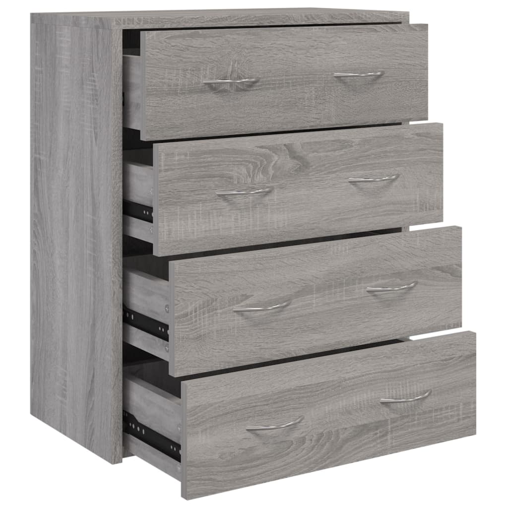 Dressoir met 4 lades 60x30,5x71 cm grijs sonoma is nu te koop bij PeponiXL, paradijselijk wonen!