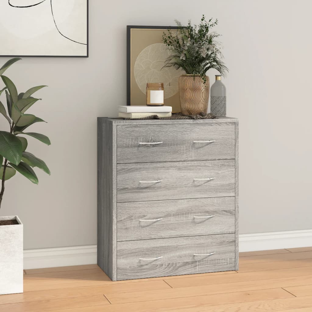 Dressoir met 4 lades 60x30,5x71 cm grijs sonoma is nu te koop bij PeponiXL, paradijselijk wonen!