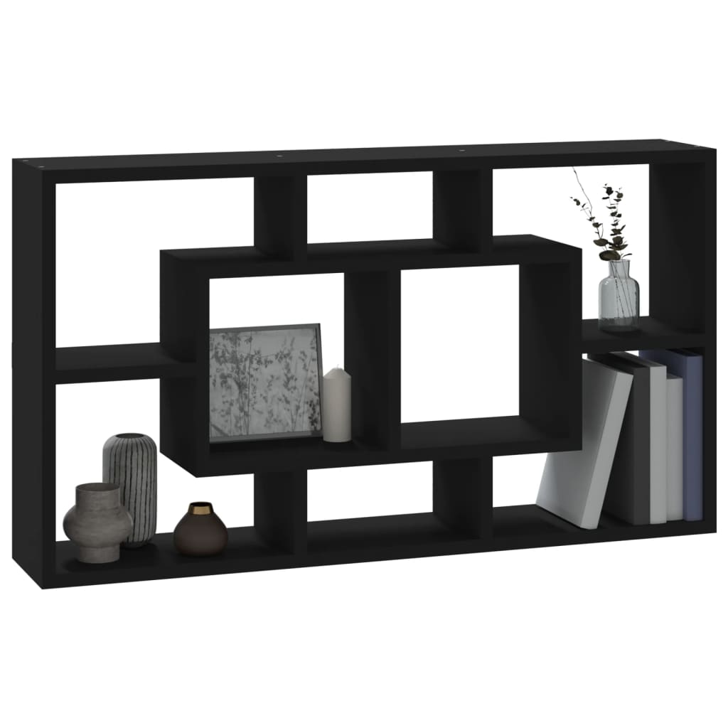 Wandschap 8 vakken zwart is nu te koop bij PeponiXL, paradijselijk wonen!