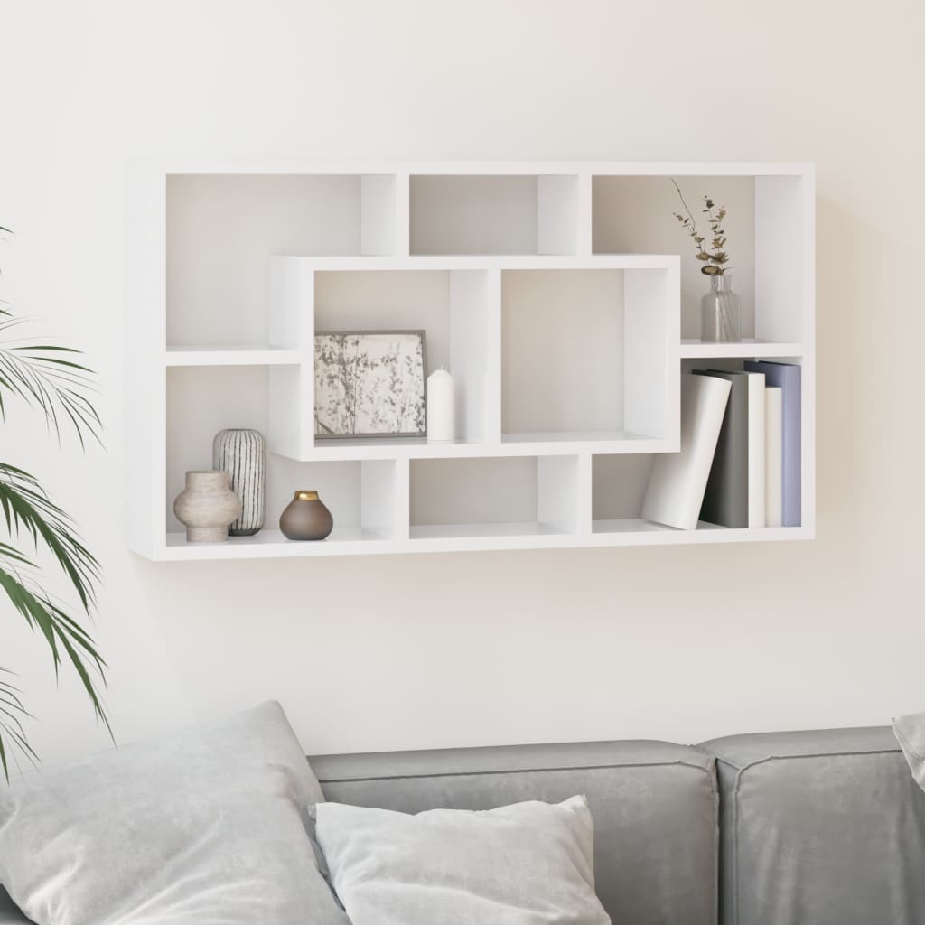 Wandschap 8 vakken hoogglans wit is nu te koop bij PeponiXL, paradijselijk wonen!