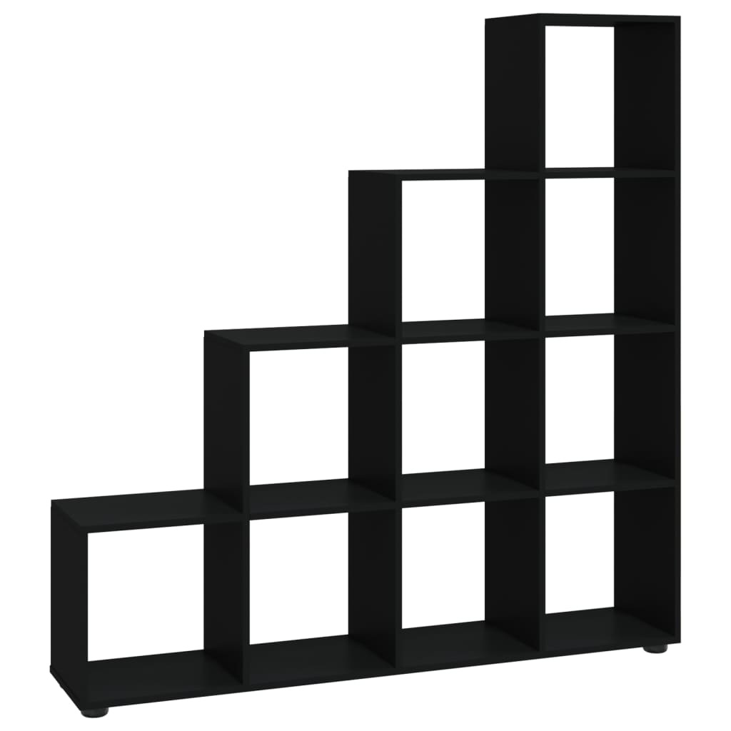 Boekenkast trapvormig 142 cm bewerkt hout zwart is nu te koop bij PeponiXL, paradijselijk wonen!