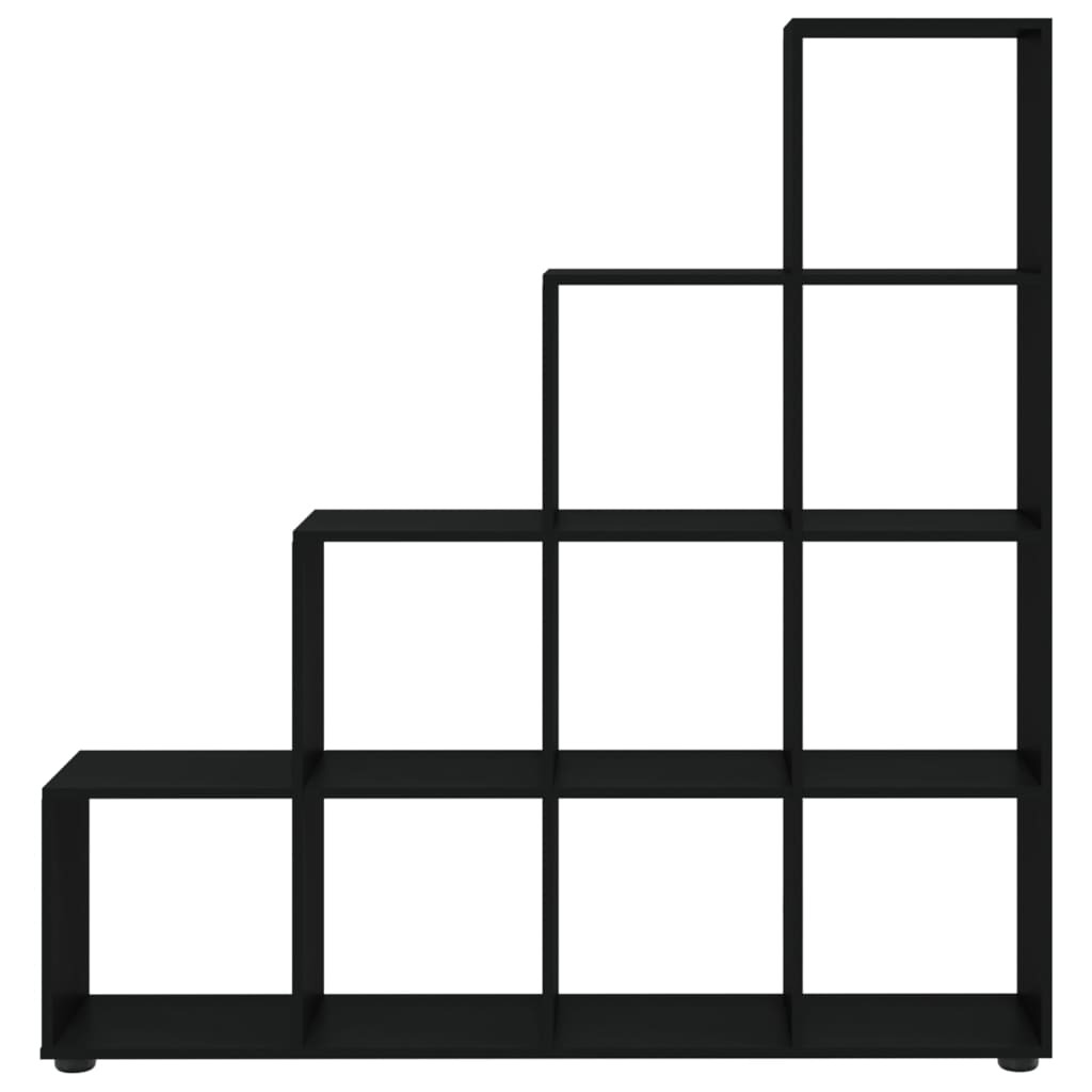 Boekenkast trapvormig 142 cm bewerkt hout zwart is nu te koop bij PeponiXL, paradijselijk wonen!