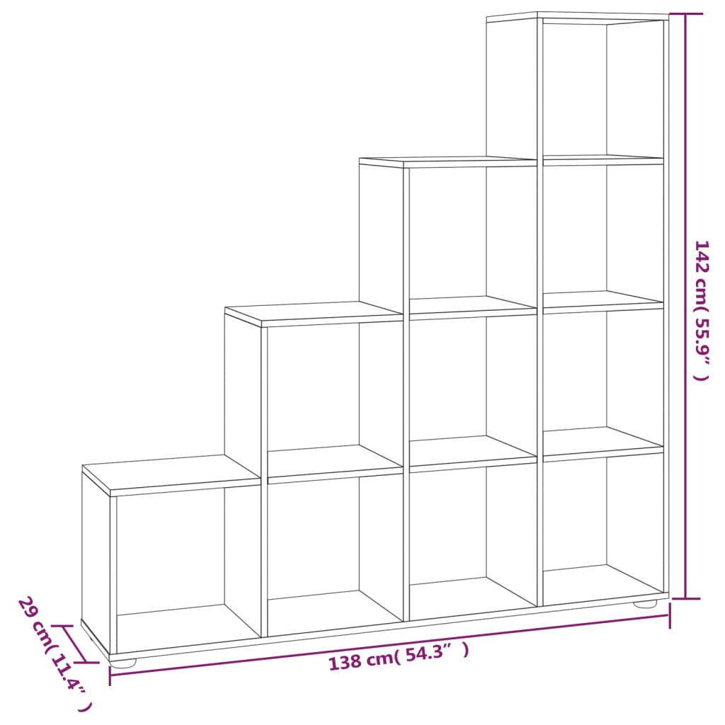 Boekenkast trapvormig 142 cm bewerkt hout zwart is nu te koop bij PeponiXL, paradijselijk wonen!