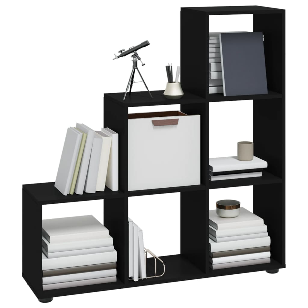 Boekenkast trapvormig 107 cm bewerkt hout zwart is nu te koop bij PeponiXL, paradijselijk wonen!