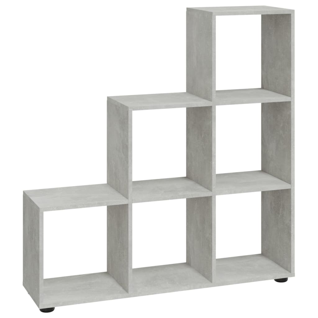 Boekenkast trapvormig 107 cm bewerkt hout betongrijs is nu te koop bij PeponiXL, paradijselijk wonen!