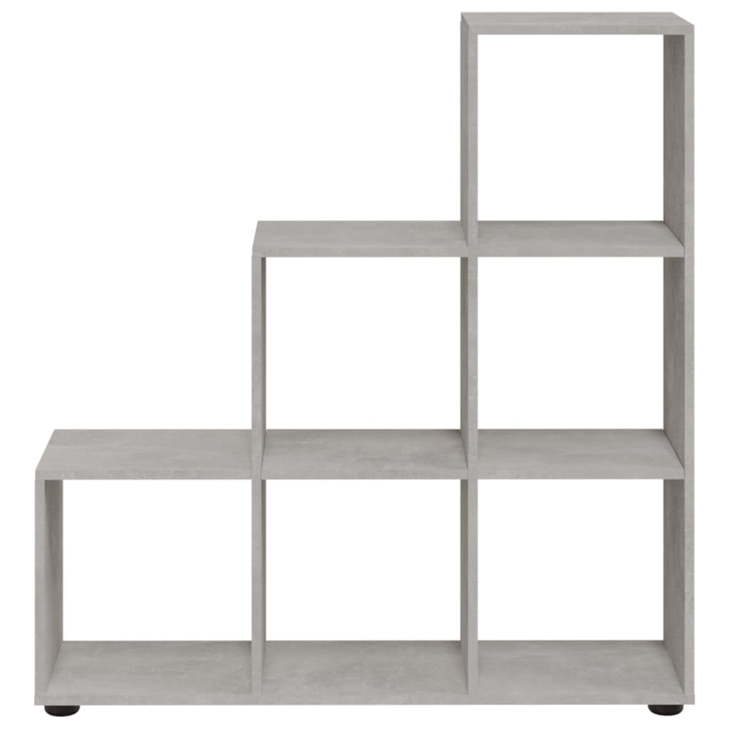 Boekenkast trapvormig 107 cm bewerkt hout betongrijs is nu te koop bij PeponiXL, paradijselijk wonen!