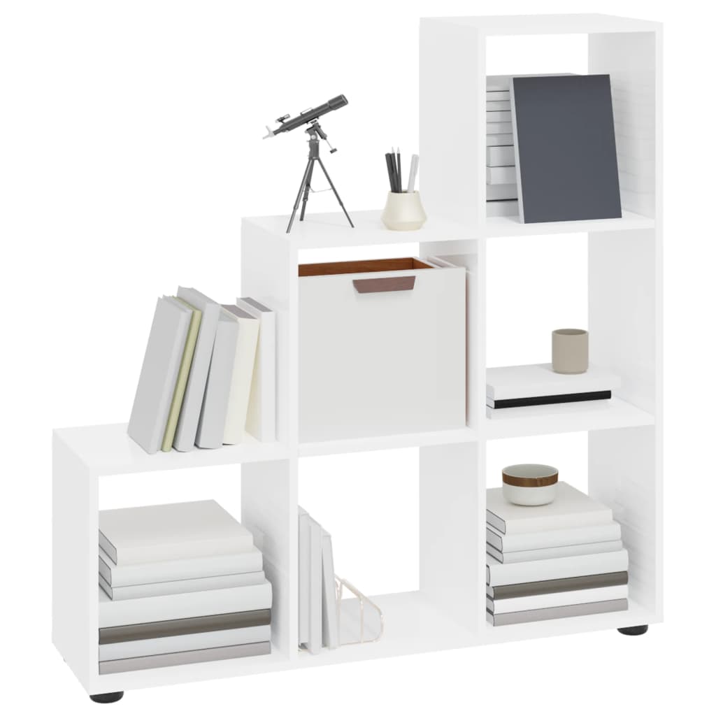 Boekenkast trapvormig 107 cm bewerkt hout hoogglans wit is nu te koop bij PeponiXL, paradijselijk wonen!