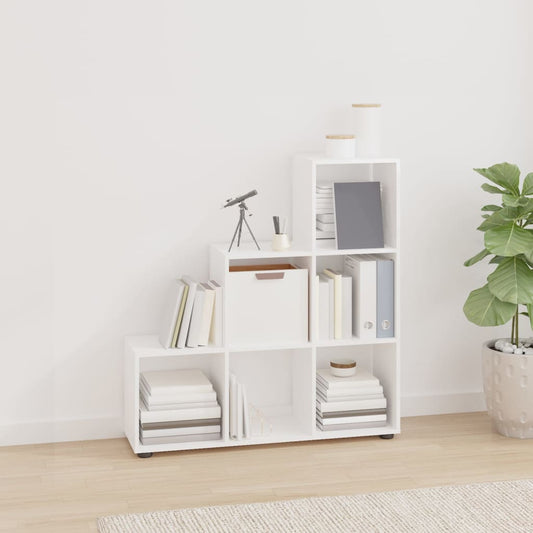 Boekenkast trapvormig 107 cm bewerkt hout hoogglans wit is nu te koop bij PeponiXL, paradijselijk wonen!