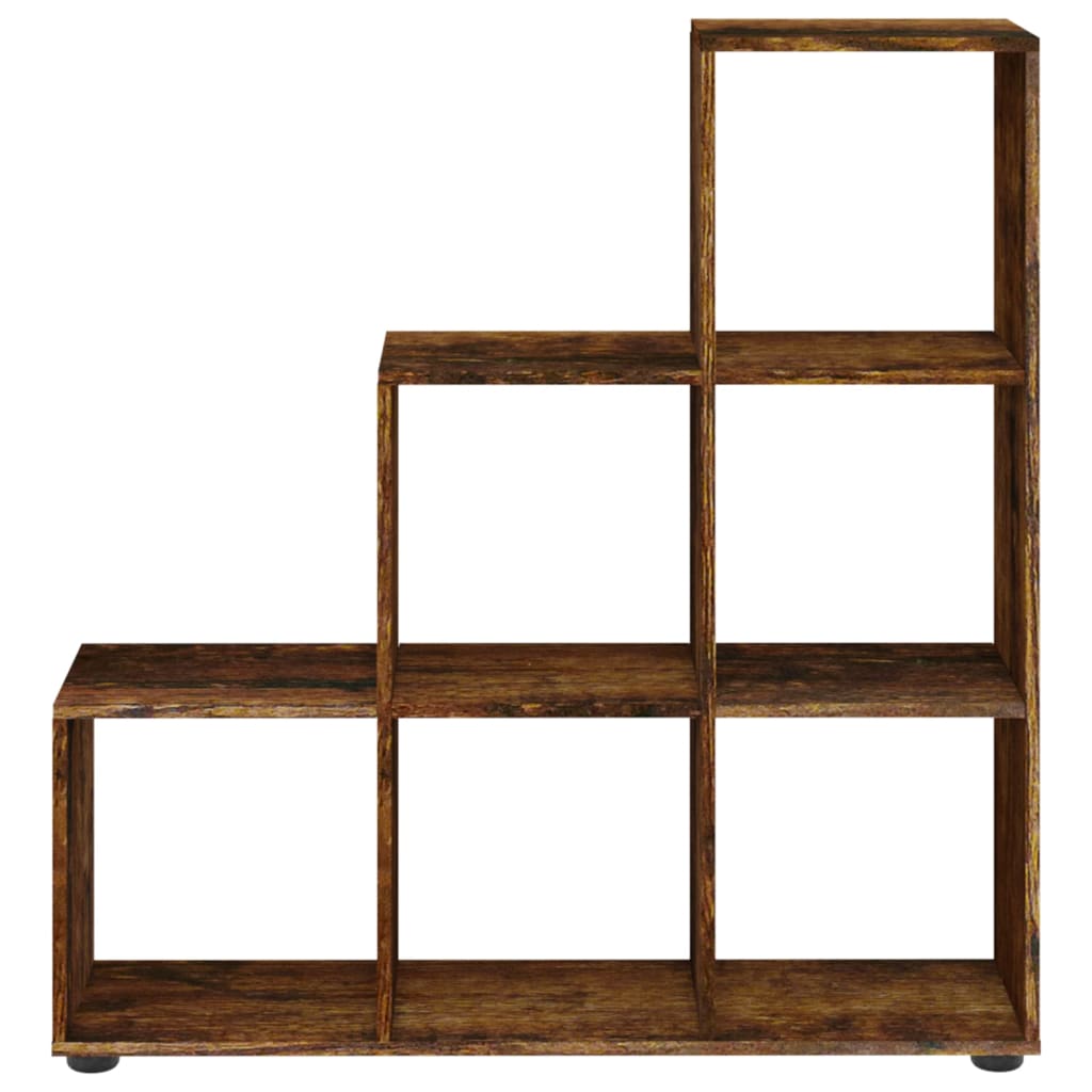 Boekenkast trapvormig 107 cm bewerkt hout gerookt eikenkleurig is nu te koop bij PeponiXL, paradijselijk wonen!