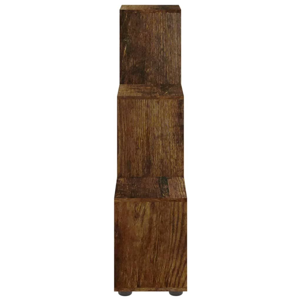 Boekenkast trapvormig 107 cm bewerkt hout gerookt eikenkleurig is nu te koop bij PeponiXL, paradijselijk wonen!