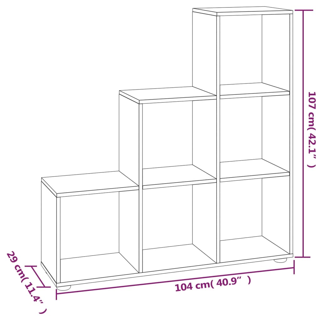 Boekenkast trapvormig 107 cm bewerkt hout gerookt eikenkleurig is nu te koop bij PeponiXL, paradijselijk wonen!