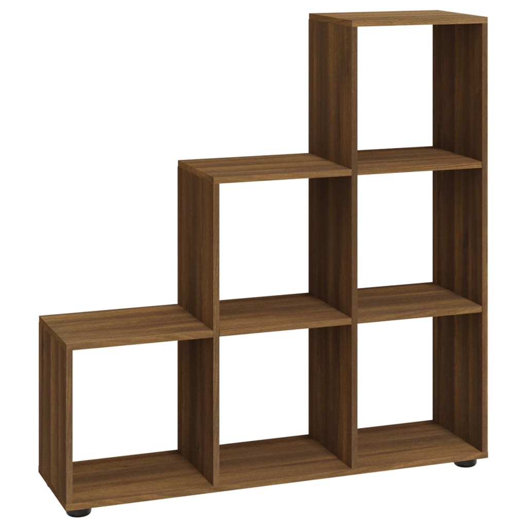 Boekenkast trapvormig 107 cm bewerkt hout bruin eikenkleur is nu te koop bij PeponiXL, paradijselijk wonen!