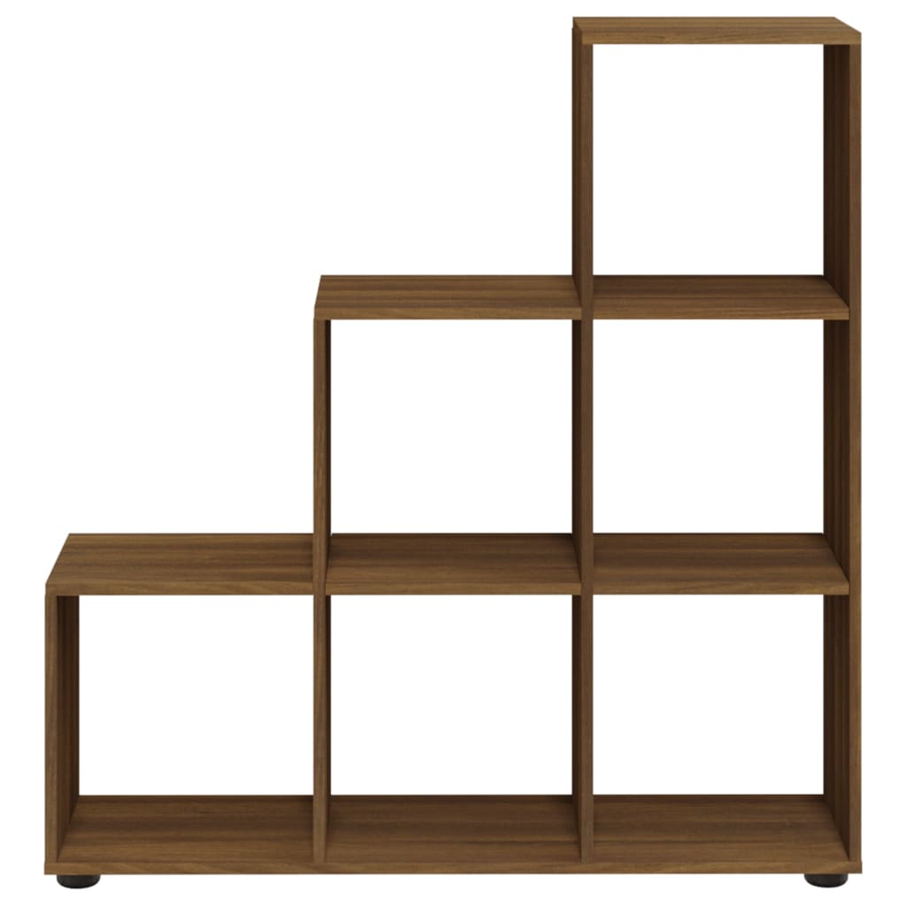 Boekenkast trapvormig 107 cm bewerkt hout bruin eikenkleur is nu te koop bij PeponiXL, paradijselijk wonen!