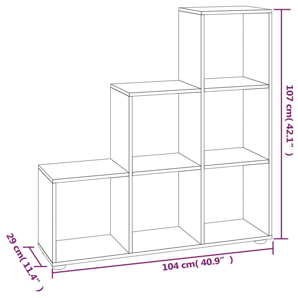 Boekenkast trapvormig 107 cm bewerkt hout bruin eikenkleur is nu te koop bij PeponiXL, paradijselijk wonen!