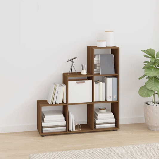 Boekenkast trapvormig 107 cm bewerkt hout bruin eikenkleur is nu te koop bij PeponiXL, paradijselijk wonen!