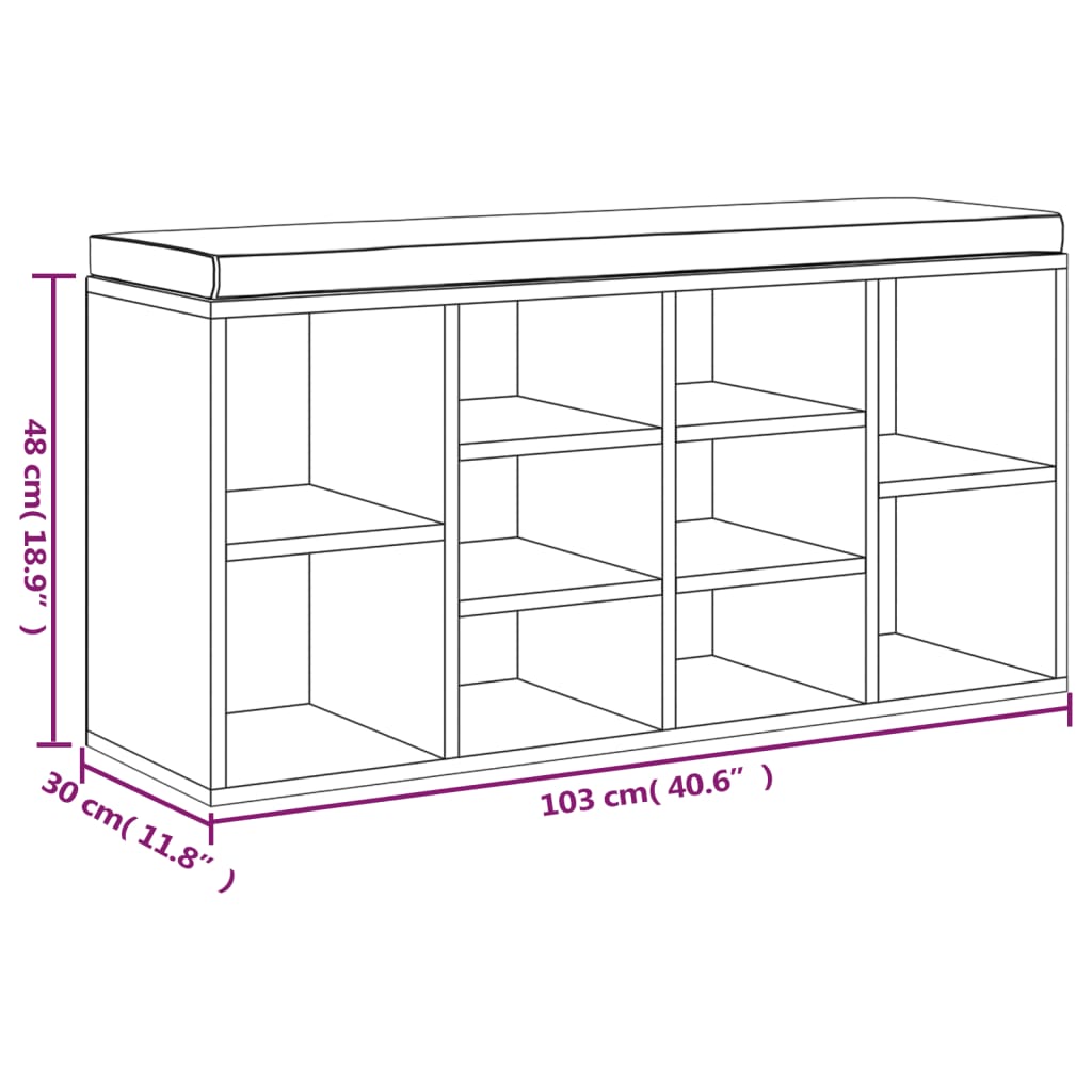 Schoenenbank 103x30x48 cm bewerkt hout zwart is nu te koop bij PeponiXL, paradijselijk wonen!