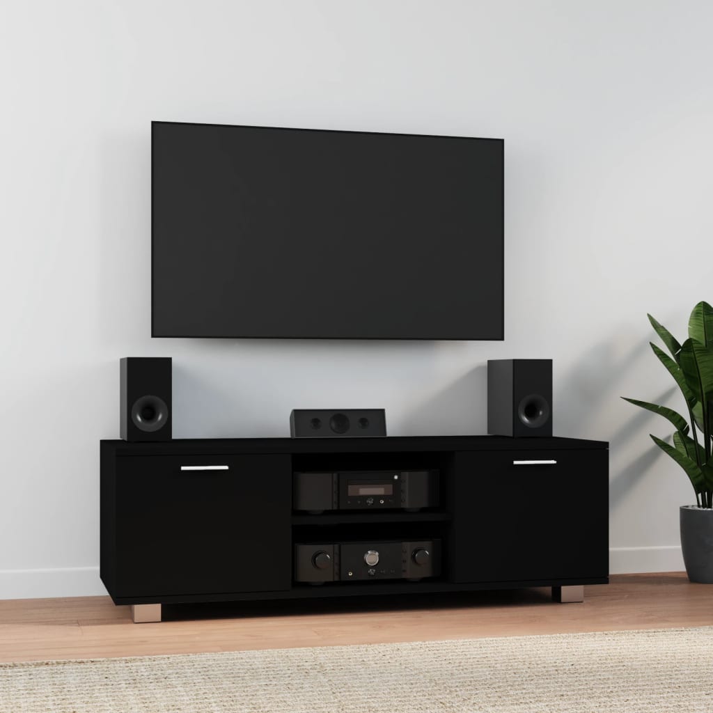 Tv-meubel 120x40,5x35 cm bewerkt hout zwart is nu te koop bij PeponiXL, paradijselijk wonen!