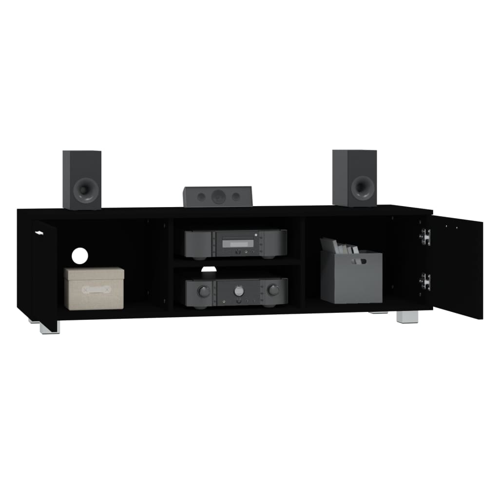 Tv-meubel 140x40,5x35 cm bewerkt hout zwart is nu te koop bij PeponiXL, paradijselijk wonen!
