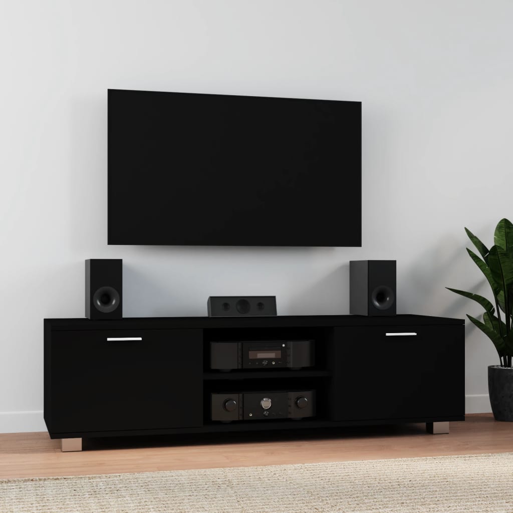 Tv-meubel 140x40,5x35 cm bewerkt hout zwart is nu te koop bij PeponiXL, paradijselijk wonen!
