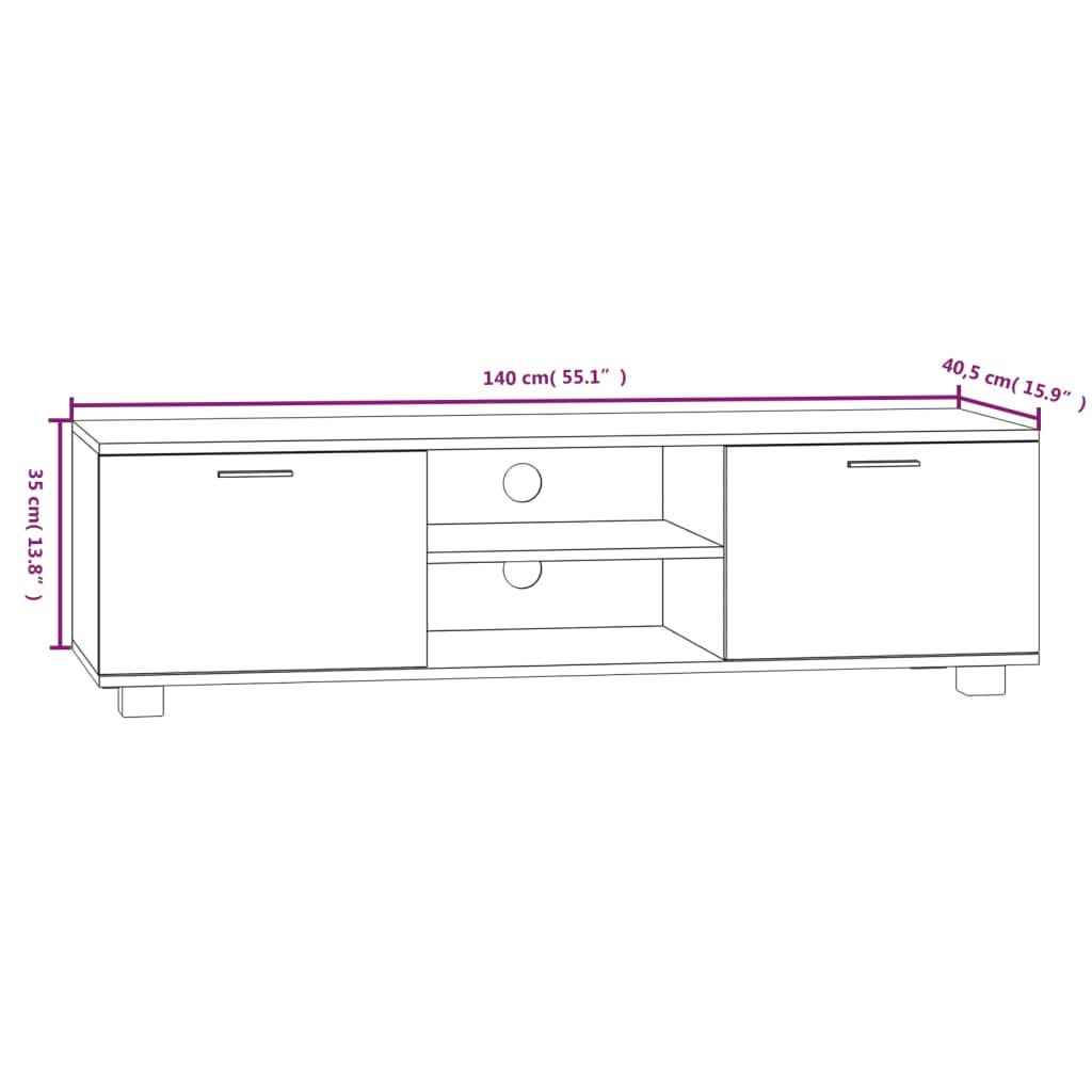 Tv-meubel 140x40,5x35 cm bewerkt hout bruin eikenkleur is nu te koop bij PeponiXL, paradijselijk wonen!