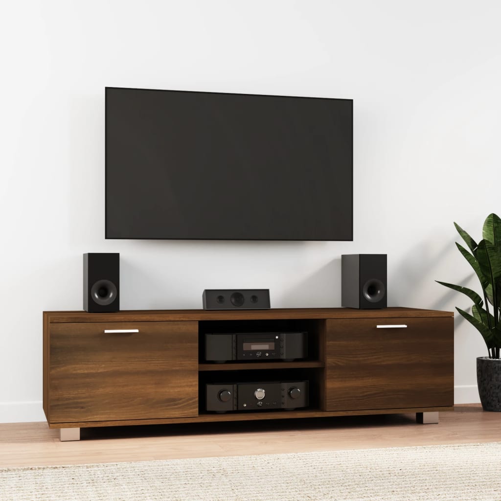 Tv-meubel 140x40,5x35 cm bewerkt hout bruin eikenkleur is nu te koop bij PeponiXL, paradijselijk wonen!