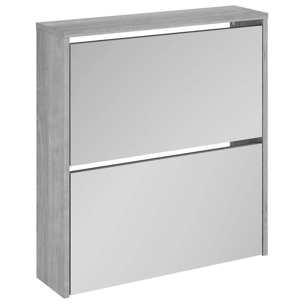 Schoenenkast met spiegel 2-laags 63x17x67 cm grijs sonoma is nu te koop bij PeponiXL, paradijselijk wonen!